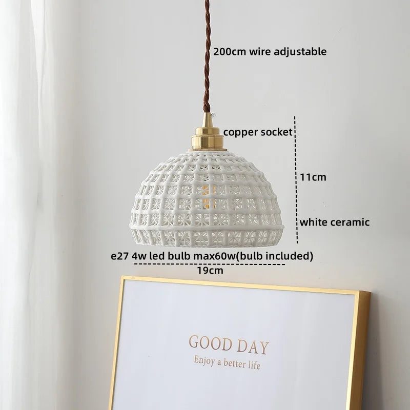 Ceramic Copper LED Pendant Lamps Modern Hanging Light Fixtures