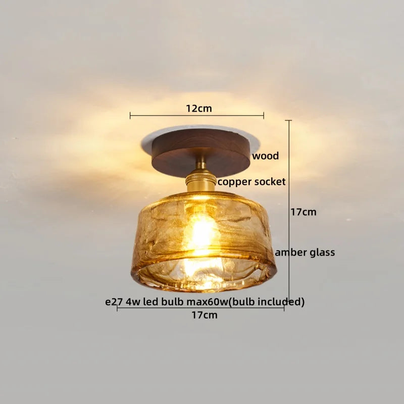 Brass Glass Ceiling Lamp Modern LED Light Fixture - Elegant Home Decor