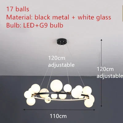 Branching Bubbles Chandelier in Black and Gold for Modern Dining Room