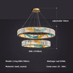 Circle Steel LED Pendant Chandelier, Modern Dimmable Lighting for Living Room Home Decor