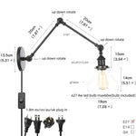 Clear Glass Swing Arm Wall Light Fixture for Dining Living Room Cafe