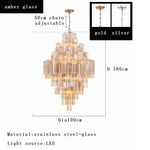 Classic Gray Glass Large Pendant Light - Vintage Lobby Hanglamp Lamparas