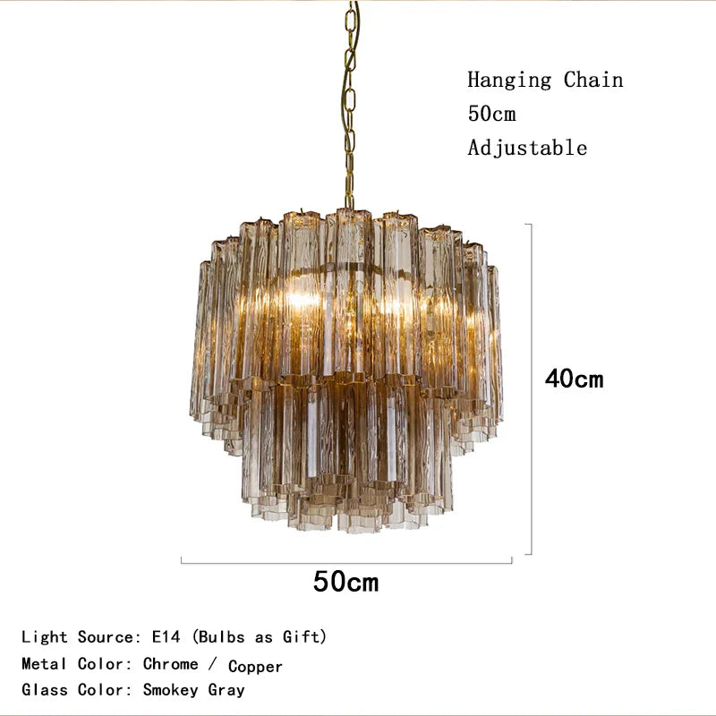 Vintage Smoke Gray Glass Chandelier