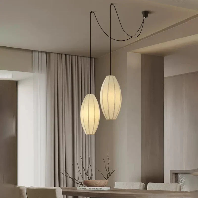Nordic Silk Chandelier LED Pendant Lights for Home Dining Room