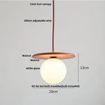 Nordic LED Pendant Lights Walnut Wood Glass Kitchen Hanging Lamp
