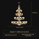 Luxury Chinese Style Copper Jade Living Room Chandelier