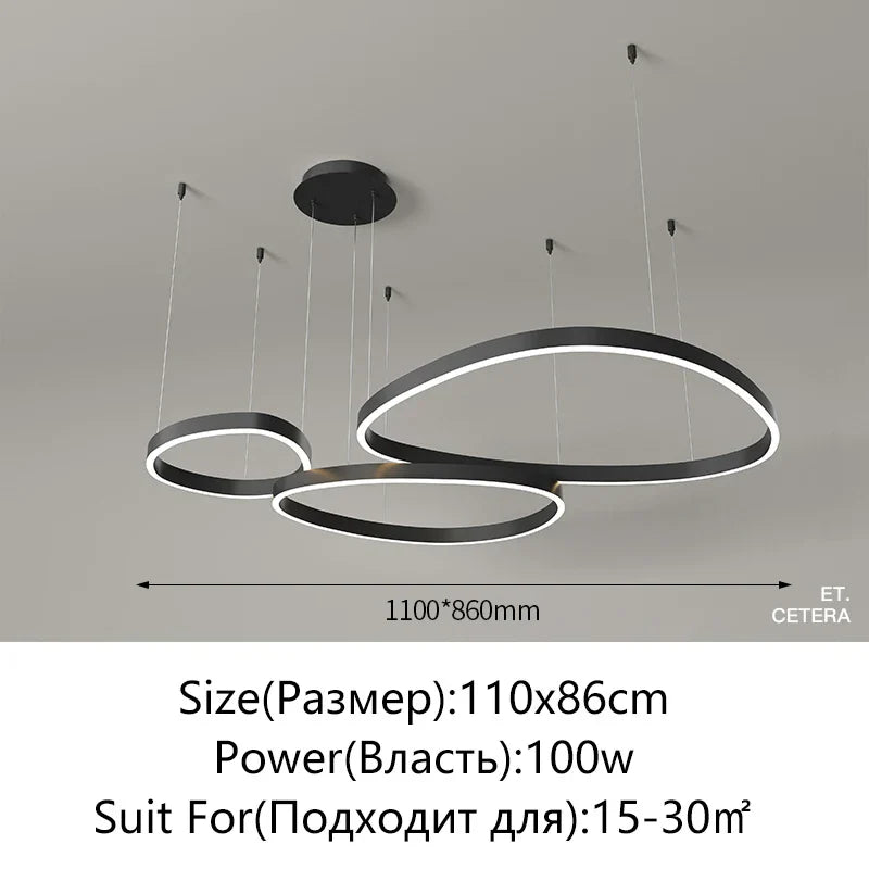 Modern Brushed Rings LED Chandelier Ceiling Light for Living Room Bedroom
