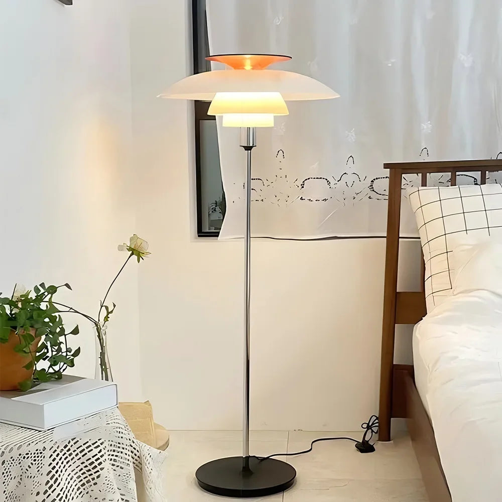 Nordic Metal Glass Floor Lamp with E27 Bulb