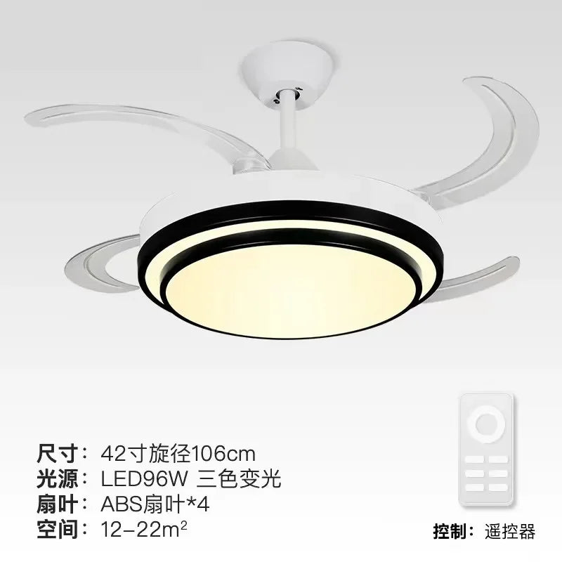 42" Retractable LED Ceiling Fan, Remote Control, Modern Design