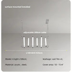 Modern Steel Bar LED Pendant Lights for Kitchen Island, Minimalist Acrylic Hanging Lamp Fixture