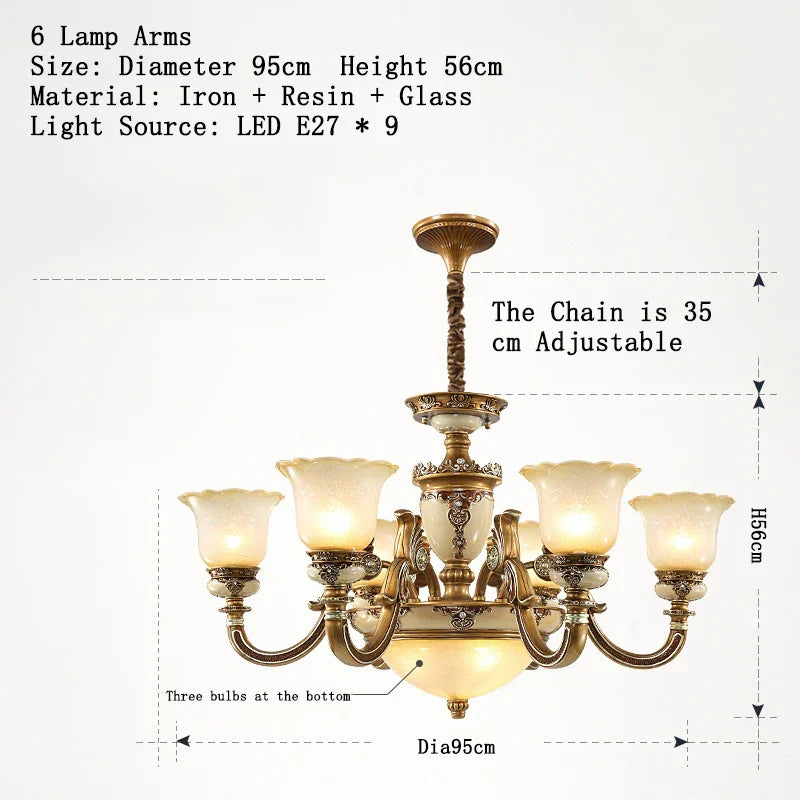 Luxury Resin Chandelier for Living Room, Bedroom, Dining Room, and Hotel