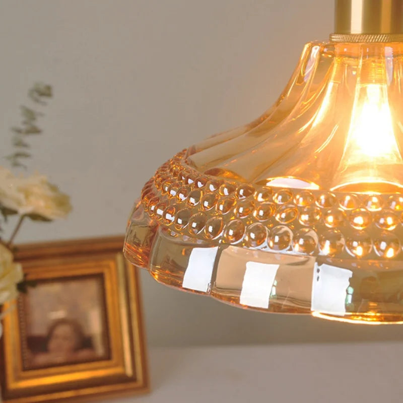 Afralia™ Orange Glass LED Pendant Light with Knob Switch - Nordic Modern Design