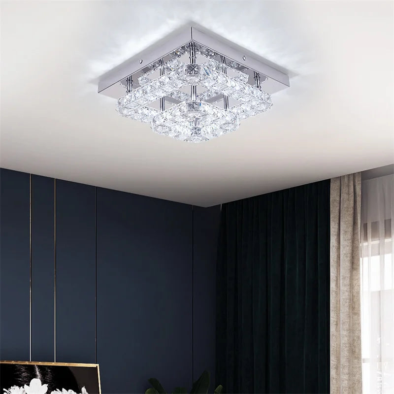 Crystal LED Ceiling Light Plafon Chandelier Stainless Steel Luminaria