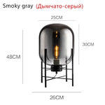 Nordic Smoky Gray Glass Table Lamp Postmodern Iron Desk Lamps for Living Room