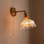 Nordic LED Wall Lights Pull Chain Switch Copper Glass Home Decor