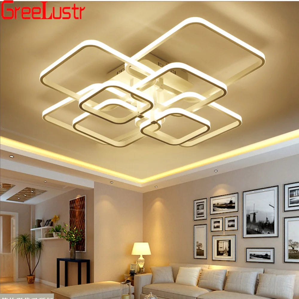 LED Square Chandelier Ceiling Light for Living Room Bedroom