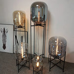 Nordic Smoky Gray Glass Table Lamp Postmodern Iron Desk Lamps for Living Room