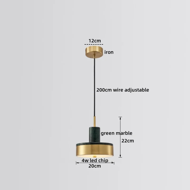 Marble Copper LED Pendant Light - Modern Hanging Lamp Chandelier