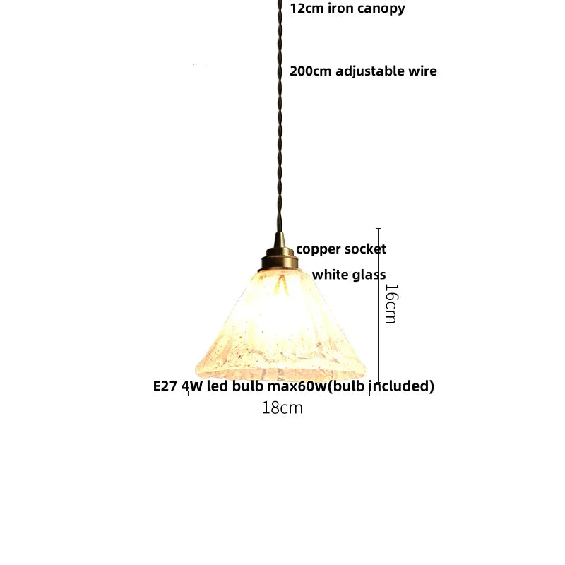 Blue Glass LED Pendant Lights Adjustable Hanging Lamp Luminaire