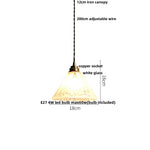 Blue Glass LED Pendant Lights Adjustable Hanging Lamp Luminaire
