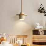 Nordic LED Pendant Lamp Wood Base Yellow Travertine Adjustable Hanging Light
