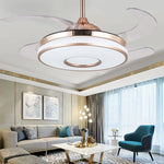 Invisible Gold Ceiling Fan with LED Light and Retractable Blades