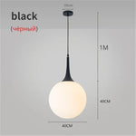 Glass Ball LED Pendant Lights for Modern Living Room, Black/White Horn Fixtures