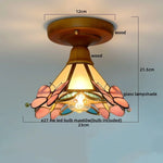 Green Glass LED Ceiling Lamp Nordic Wood Copper Ceiling Lights