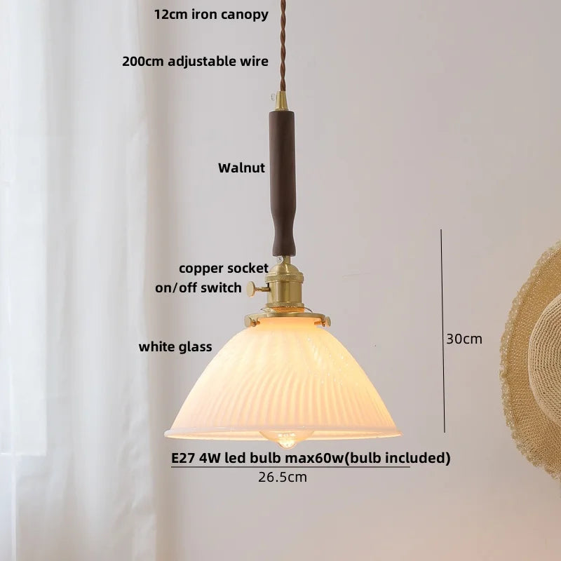White Glass LED Pendant Lamp Study Bar Restaurant Nordic Modern Hanging Light