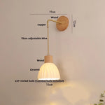Adjustable LED Wall Light Fixture with Ceramic Wood Base for Home Decor