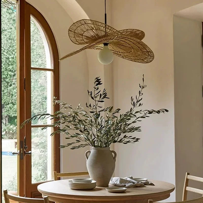 Rattan Weaving LED Chandelier Pendant Lights for Home Decor