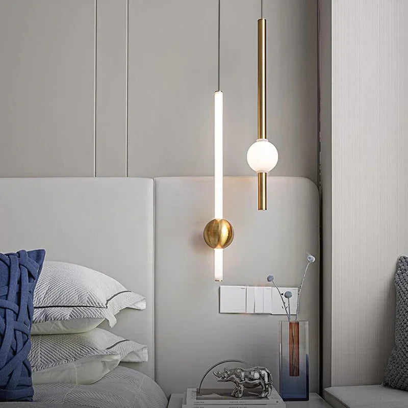 Glass Rod Pendant Light - Modern Long Hanging Lamp for Living Room, Bedroom & Shop