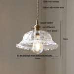 Afralia™ Flower Glass LED Pendant Lights with Walnut Wood Finish