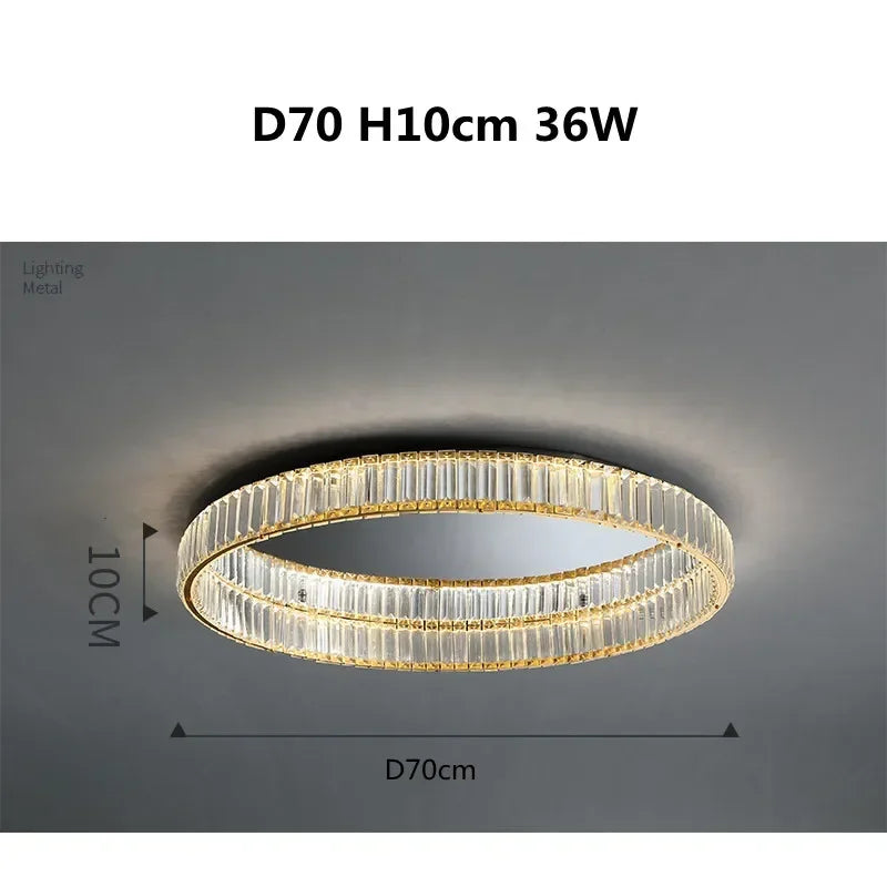 Gold Steel LED Dimmable Ceiling Lights Luxury Crystal Fixture