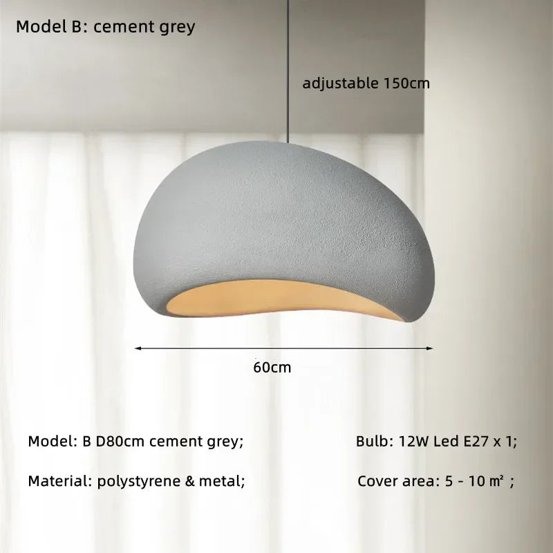 Nordic Wabi Sabi E27 LED Pendant Light for Minimalist Loft Ambiance