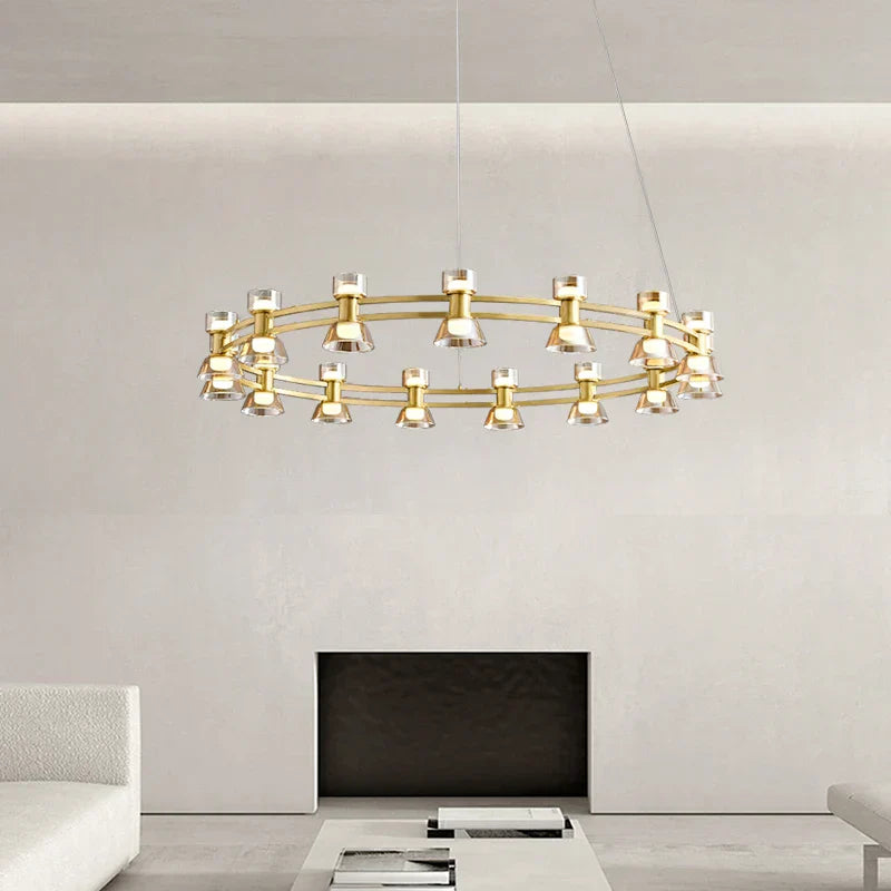 Copper Ring Pendant Lamp for Modern Luxury Living Room, Bedroom, Restaurant, Bar & Home Decor.