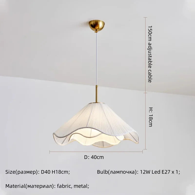 Nordic Fabric LED Chandelier Modern White E27 Pendant Lights Dining Room Art Decor
