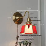 Green Glass LED Wall Sconce Copper Knob Switch Vintage Loft Stair Light