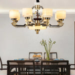 Copper Jade Duplex Chandelier: Chinese Villa Hall Lighting for Hotel Lobby & Living Room