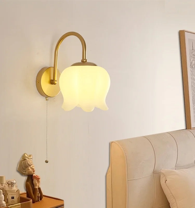 Afralia™ Iron LED Wall Sconce Pull Chain Switch Stair Light Fixtures for Modern Home