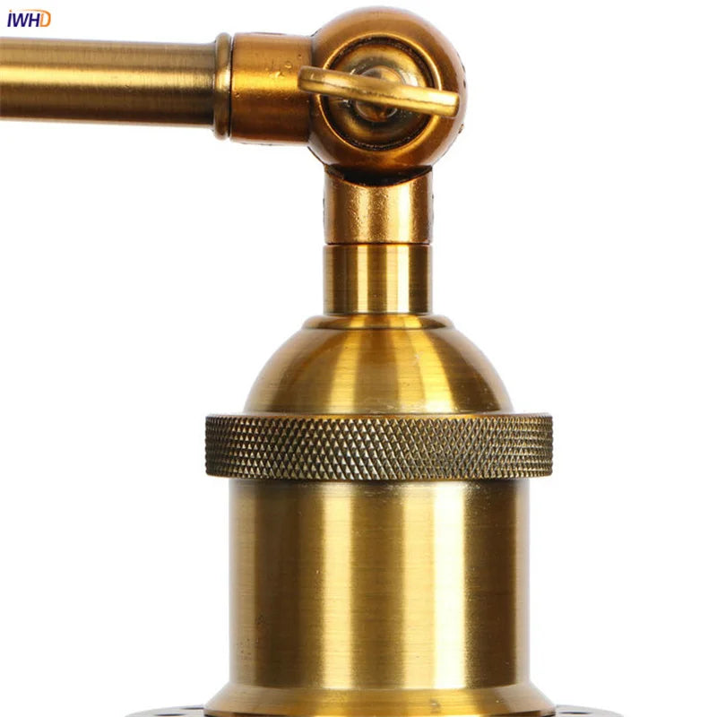 Gold Industrial LED Wall Lamp for Loft Stair & Bedroom Lighting