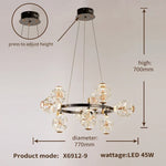 Sunflower Crystal Chandelier: Luxury Gold & Black LED Pendant Light