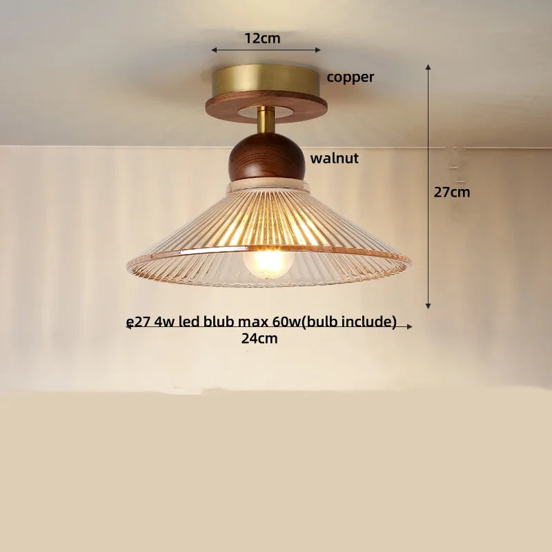 Wood LED Ceiling Light Milk Yellow Resin Plafond Lamp Modern Nordic Decor