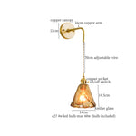 Afralia™ Japanese Amber Glass LED Wall Lamp Copper Vintage Design