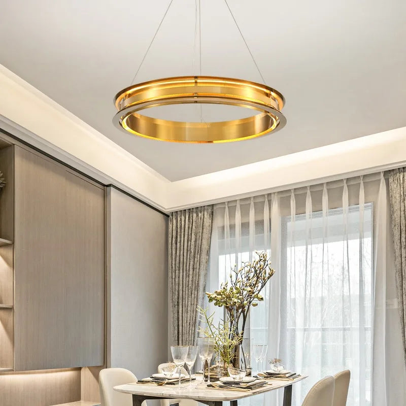 Gold Ring Chandelier: Modern Italian Design for Stylish Living Spaces