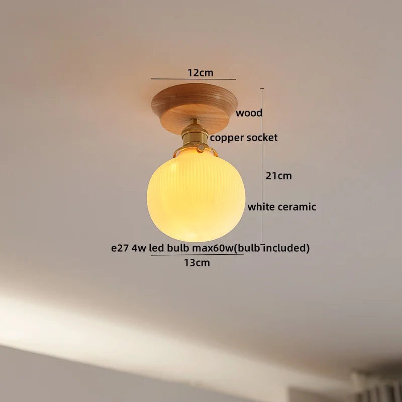 Wood Glass LED Ceiling Lamp Modern Plafondlamp for Home Restaurant Living Room