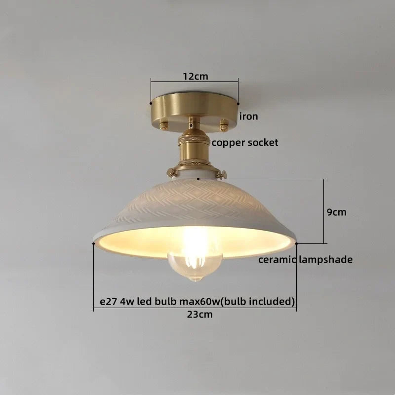Ceramic LED Ceiling Light Modern White Porch Balcony Luminaria