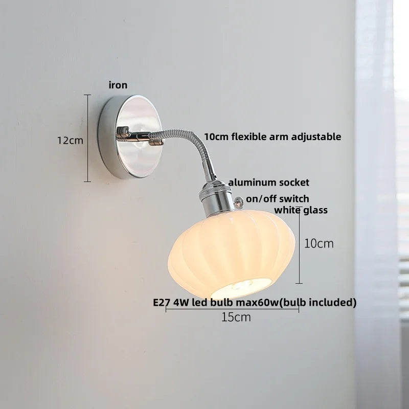 White Ceramic LED Wall Lights Adjustable Modern Bedside Lamp
