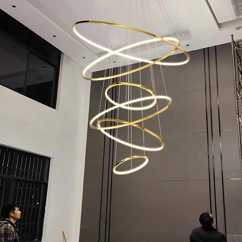 Stylish Staircase Chandeliers LED Pendant Light Lamps for Modern Living Room Lighting