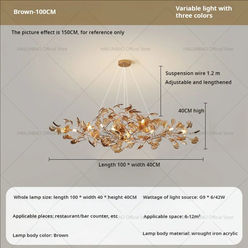 Gingko Leaf Chandelier: Modern Luxury Art Decor for Home, Restaurant & Bar